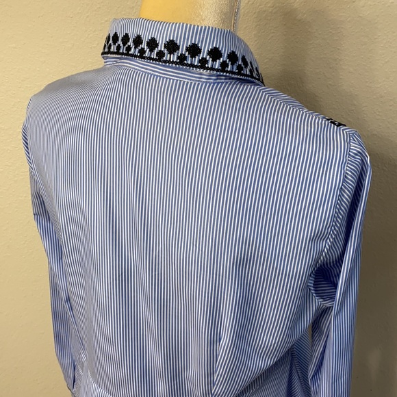 Zara Striped Shirt with Embroidery and Tassels - Picture 5 of 10